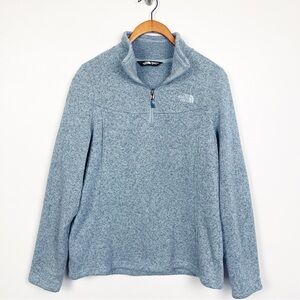 The North Face women’s half zip fleece pullover heathered blue large